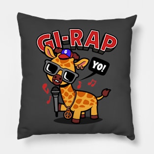 Funny Cute Kawaii Animal Giraffe Rapping Funny Hiphop Meme Pillow