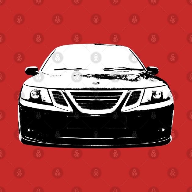 Saab 9-3 2nd generation classic car black/white monoblock by soitwouldseem