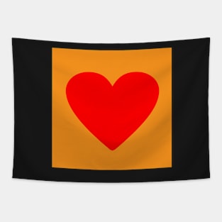 Corazón rojo sobre naranja Tapestry