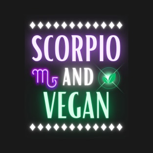 Scorpio and Vegan Retro Style Neon T-Shirt