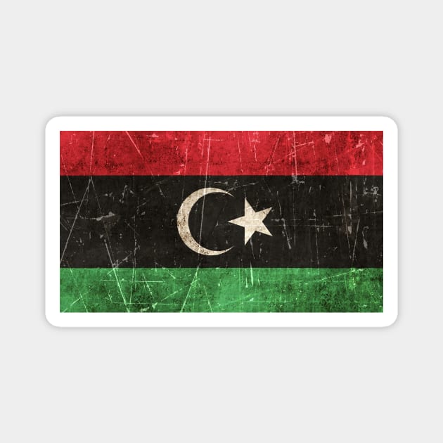 Vintage Aged and Scratched Libyan Flag Magnet by jeffbartels
