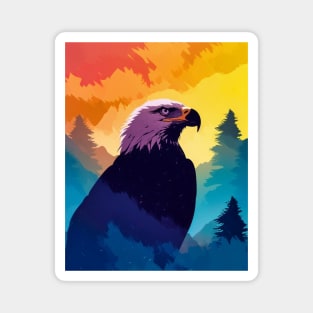 Majestic Eagle Silhouette: Freedom's Colors Magnet