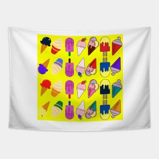 Ice Cream Flavour Yellow Background Tapestry