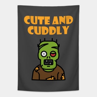 Cute and Cuddly Creepy Green Monster Dark Color Tapestry