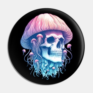 Pastel Goth Skull Jellyfish Pin