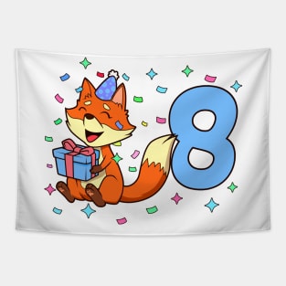 I am 8 with fox - boy birthday 8 years old Tapestry