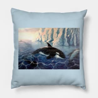 Orcas (Killer Whales) Art Design Pillow