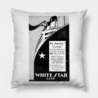 White Star Line - Ocean Liners - 1929 Vintage Advert Pillow