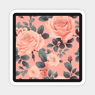 Pink Rose Floral Pattern Magnet