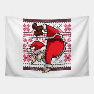 Ugly Christmas Sweater T-Shirt | Handstand Santa Claus Tapestry