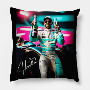 Lewis Hamilton's Celebration - Retro Art Pillow