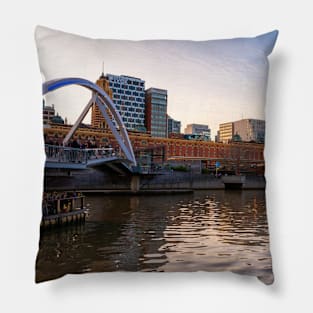 Melbourne, Australia at Sunset on the Yarra River Pillow