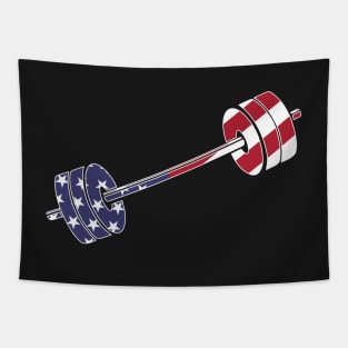 USA flag Barbell Powerlifting Weight Lifting pattern Tapestry