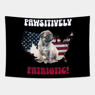 4th of July Independence Day Patriotic Pug Funny Design for Dog Lovers Tapestry