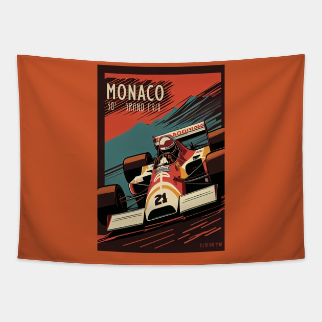 1980 Monaco Grand Prix Travel Poster Tapestry by GreenMary Design