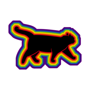 LGBTQ+ rainbow a walking cat silhouette T-Shirt