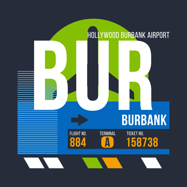 Burbank (BUR) Airport // Retro Sunset Baggage Tag by Now Boarding