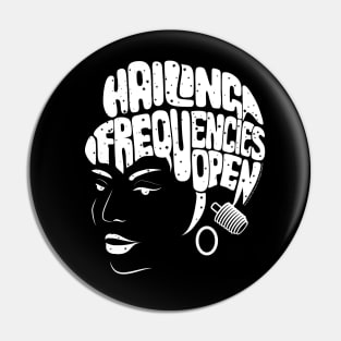 Uhura, Hailing Frequencies Open, Star Trek TOS, Starfield (dark backgrounds) Pin