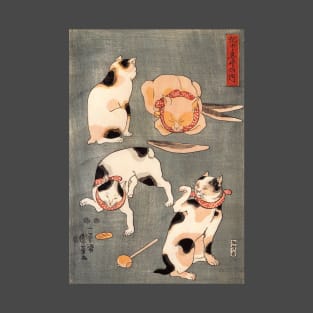 Kuniyoshi Utagawa Four Cats In Different Poses 1830 T-Shirt