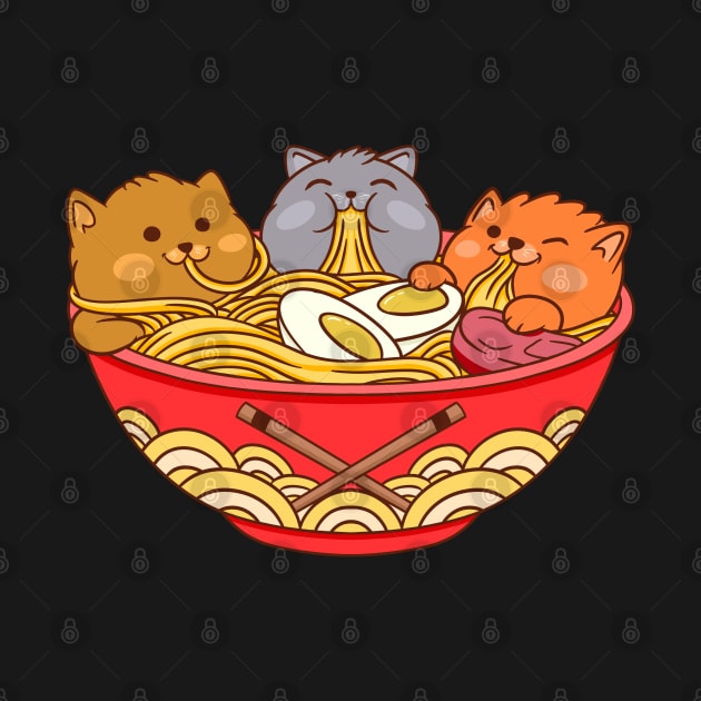 Ramen and cats by Illustrasikuu