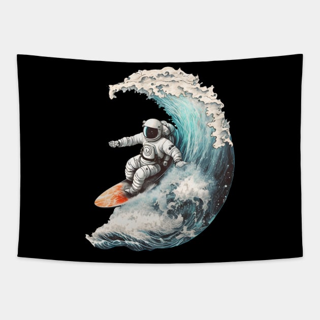 Astronaut Surfing Tapestry by vamarik