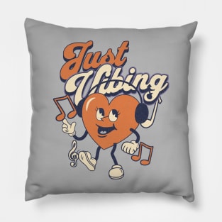 Just vibing heart music typography text | Morcaworks Pillow