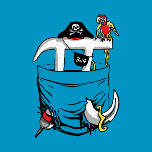 Left Chest Pocket Pirate Pi Symbo T-Shirt