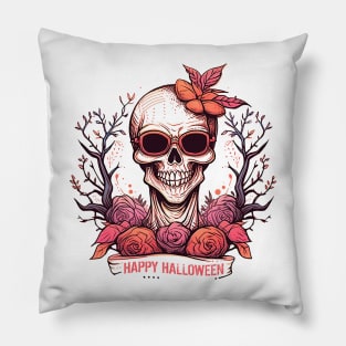 Halloween Skeleton Face Gothic Skull Pillow