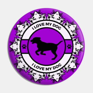 Purple/Violet I Love My Dog Pin