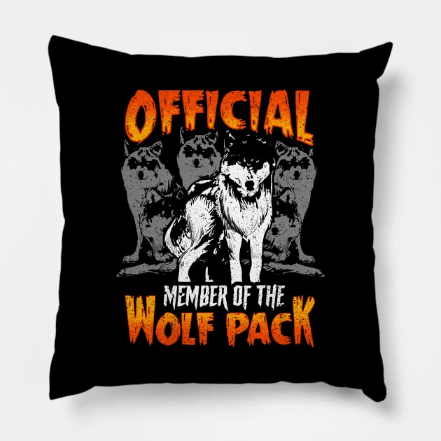 Official Member of the Wolf Pack Vintage Grunge Halloween Pillow by creative