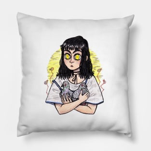 Pigeon Girl illustration Pillow