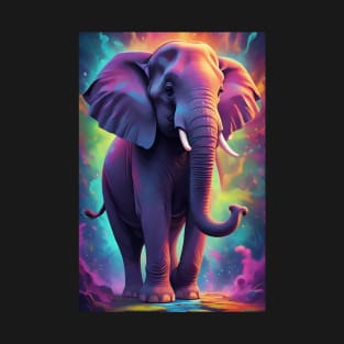 Large Elephant with Tusks and Multiple Colours T-Shirt