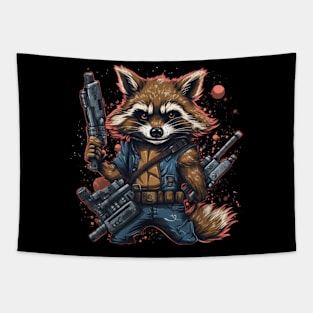 Raccoon in action Tapestry