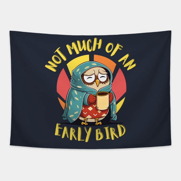 Not Much of an Early Bird: Sleepy Owl Coffee Lover Tapestry by GiveMeThatPencil