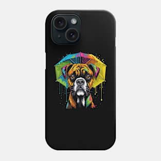 Boxer Rainy Day With Umbrella Phone Case