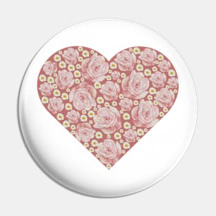 Roses & Daisy Heart for Valentines Day Pin