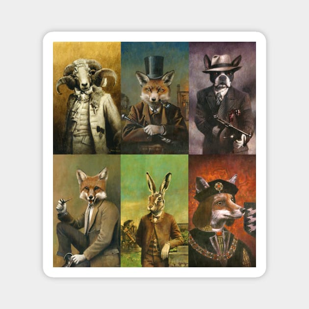 Historical Clothed Animals Montage Magnet by mictomart