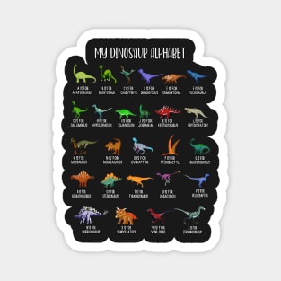 Types Of Dinosaurs Alphabet A-Z ABC Dino Identification Magnet