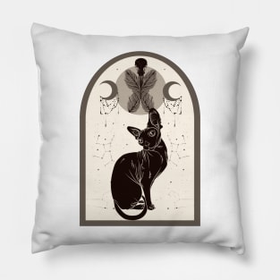 Love Catually Sphynx Kitten in Boho Style With Triple Goddess Moon Pillow