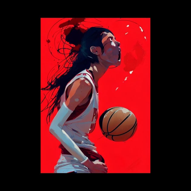 Painting Woman Dribbling Basketball by DorothyMayerz Base