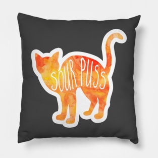 Sour Puss - funny cat pun Pillow