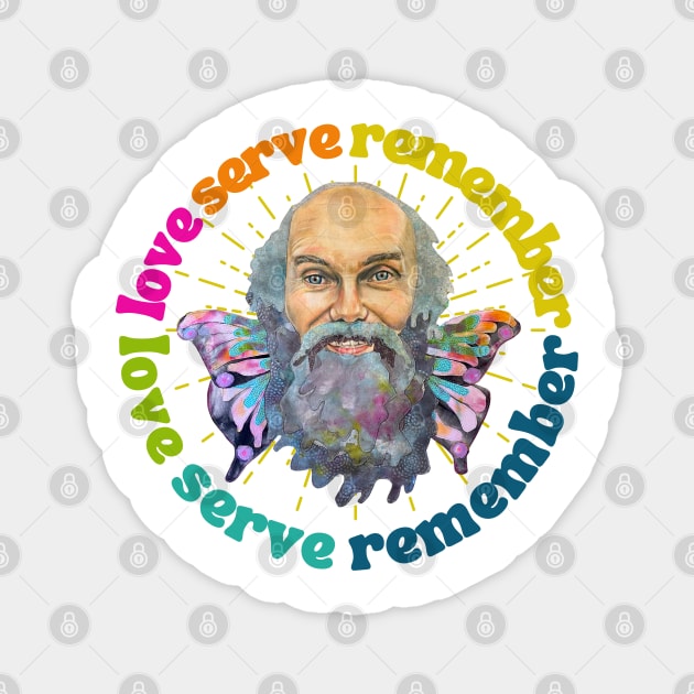 Ram Dass Love Serve Remember Magnet by karenpaytonart