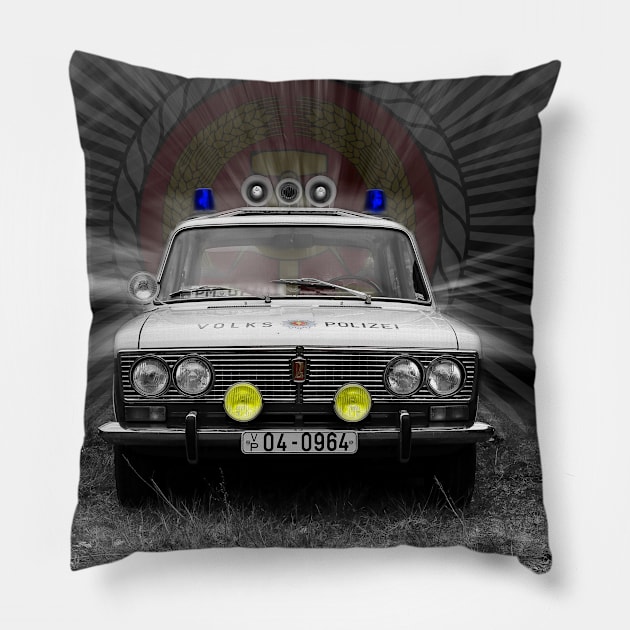 police car, ddr volkspolizei car Pillow by hottehue