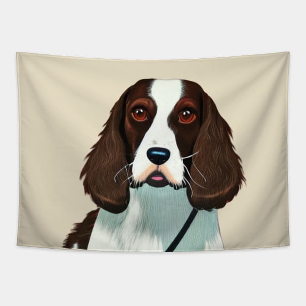 Classic Welsh Springer Spaniel Dog Sitting Watching You Tapestry by Mochabonk