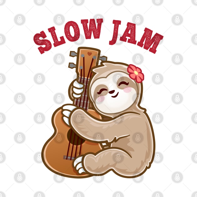 sloth Jams Funny Adorable Cute kawaii Guitar Player by PnJ