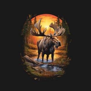 Moose Grazing in the River T-Shirt