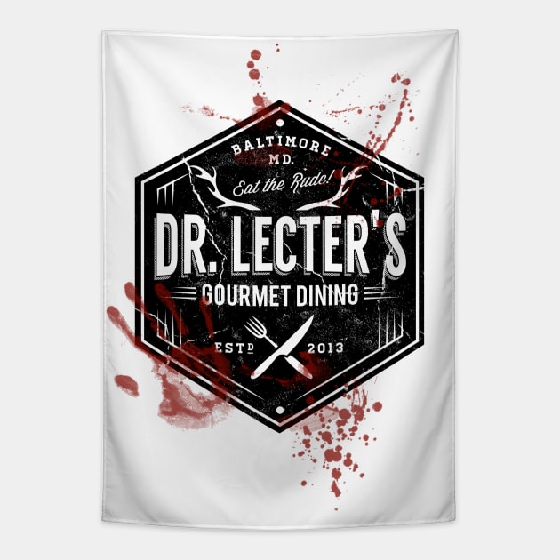 Dr. Lecter's Gourmet Dining - Hannibal Horror (Black) Tapestry by Nemons