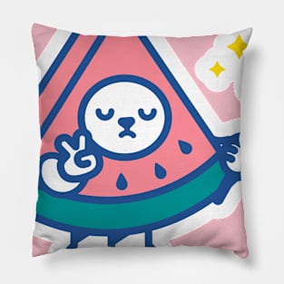 Pink and Green Watermelon Selfie cat Pillow