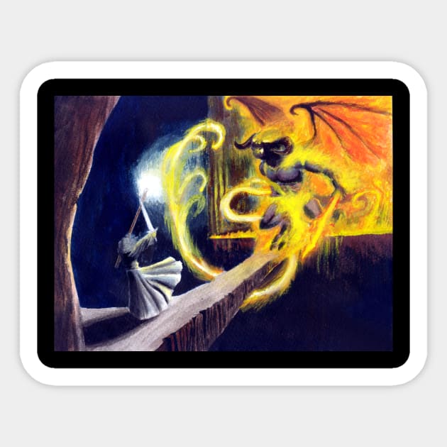 Gandalf vs. Balrog - Robertilustrado - Sticker | TeePublic