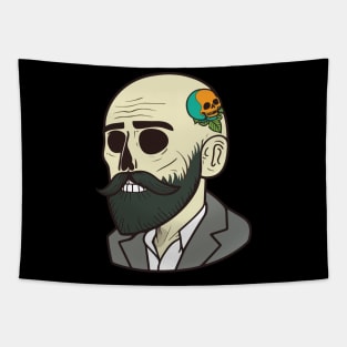 Classic Cartoon 1920 Bearded Skull Tapestry